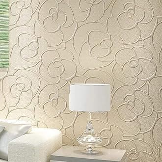 Modern Minimalist 3D Rose Flower Non-Woven Deep Embossed Textured Living Room Bedroom Wallpaper Roll Cream Color 0.53m (1.73' W) x 10m(32.8'L)=5.3m2 (57 sq.ft)