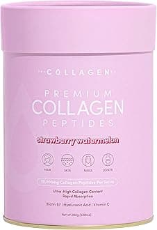 Premium Collagen Powder With Vitamin C And Biotin - Nurtures Healthy Hair, Glow Skin, Fortifies Joints, And Bones - Strawberry Watermelon Collagen In A 14-Serve Loose Powder (280g)