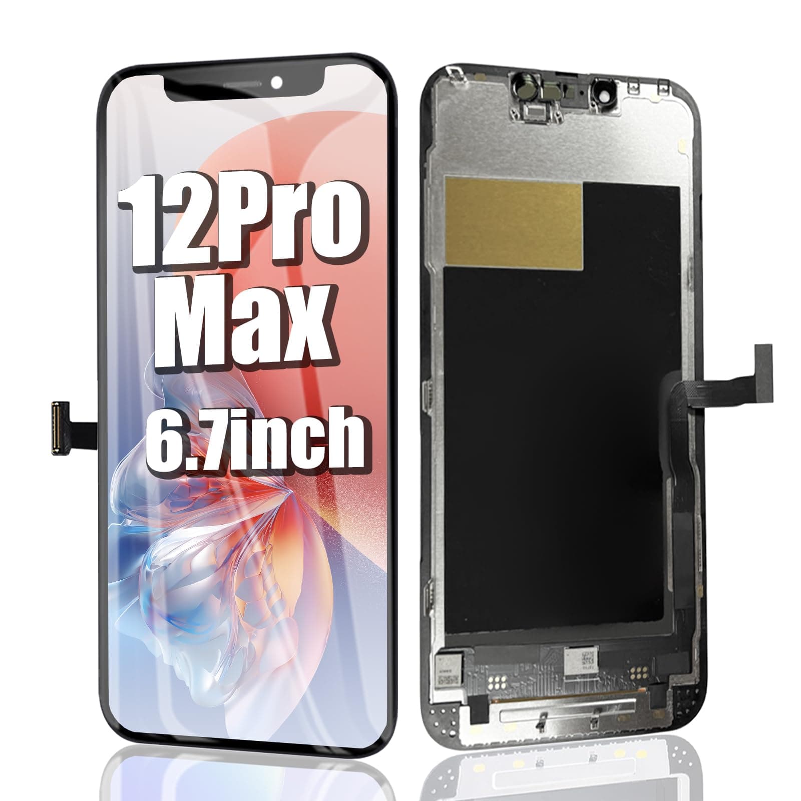 EFAITHFIX for iPhone 12 PRO MAX Screen Replacement 6.7 Inch 3D Touch LCD Screen Display Full HD Digitizer Frame Assembly Compatible with Model A2342,A2410,A2412,A2411, Waterproof Adhesive (No Tools)