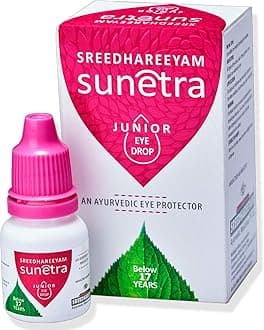Sreedhareeyam Ayurveda Sunetra Junior Herbal Eye Drop (Below 17 years of age) Regular Eye Care for Kids, Avoids Dryness, Removes Redness, Clears Itchiness