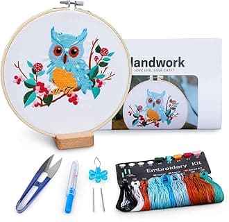 Owl Embroidery Kit, Embroidery Kit for Adult, Owl Pattern Practice Kit, Including Video Step by Step Instructions, Embroidery Hoop, Cloth, Needles and Thread for DIY Craft Lover (BEO011)