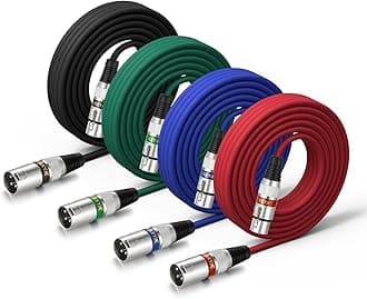 EBXYA 25FT XLR Cables 4 Pack - Balanced XLR Microphone Cable Male to Female Suitable for Audio Mixer, Speaker Systems, Radio Station (Red, Black, Green, Blue)