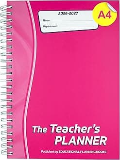 The Teachers Planner 2026-2027 for Secondary School – A4 – Six Period Day – Page-a-Day & Undated – Dedicated Pages for Year Planning, Exams, Marking & more (TP3-Pink)