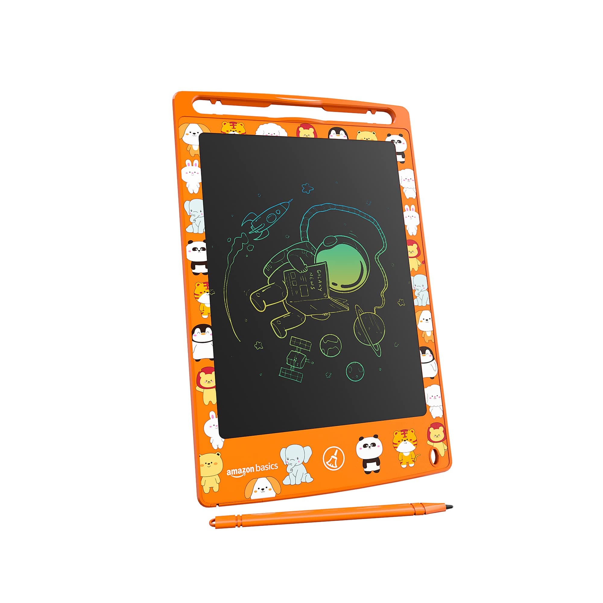 amazon basics Writing Tablet with 8.5-inch rainbow colour LCD screen and Stylus Pen for Kids & Adults (Orange)