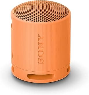 SRS-XB100 Wireless Bluetooth Portable Lightweight Super-Compact Travel Speaker, Extra-Durable IP67 Waterproof & Dustproof, 16 Hrs Batt, Versatile Strap, Extra Bass & Hands-Free Calling-Orange