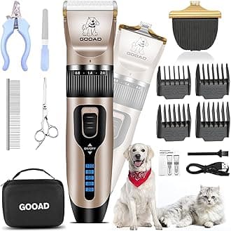 Dog Clippers for Grooming,Dog Grooming Kit for Heavy Thick Hair&Coats/Low Noise Rechargeable Cordless Hair Trimmer/Pet Shaver with Paw Trimmer for Small & Large Dogs Cats