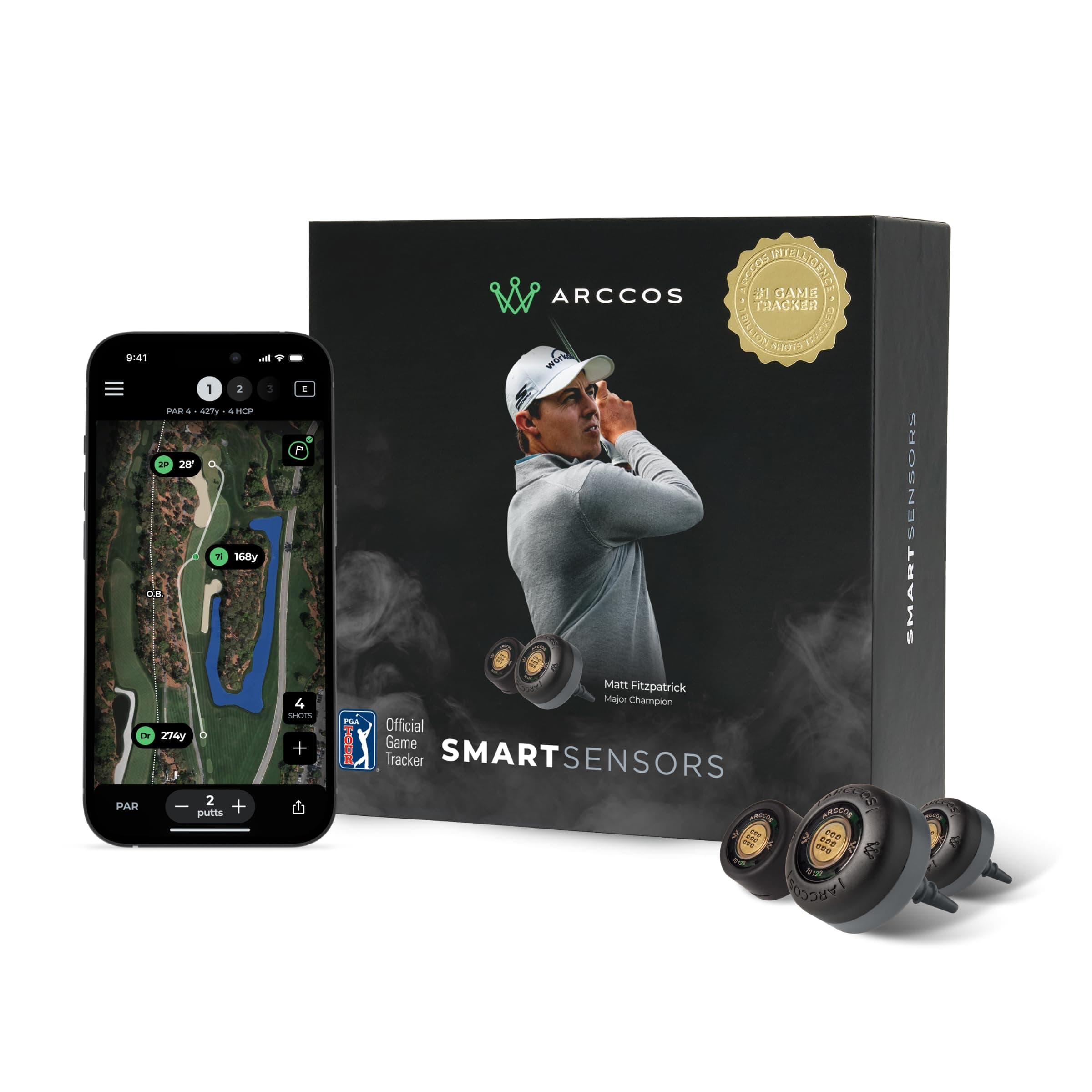 Arccos Smart Sensors: Automatic Golf Game Tracking System, A.I. Powered GPS Rangefinder & Smart Club Distances