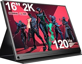 UPERFECT 16" 2K Portable Monitor 120Hz Portable Screen QHD 2560x1600, 16:10, 1200:1, IPS Eye Care Matte Display, 3 Narrow Edge Gaming Monitor with HDMI/Type-C, for PC, Laptop, Phone, VESA & Smart Case