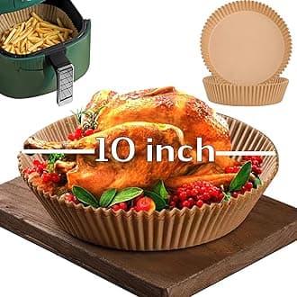 10 Inch Air Fryer Disposable Paper Liner Round, XXL Size 100Pcs Parchment Paper Liners for 7QT, Non-stick, Food Grade Baking Paper