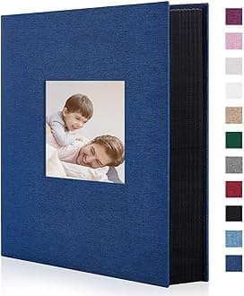 Artmag Fabric Photo Album 4x6 300 Large Capacity for Family Wedding Anniversary Linen Album Holds 300 Horizontal Photos (300 Pockets, Blue)