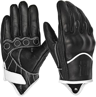 Harssidanzar Leather Motorcycle Gloves for Men Touchscreen GM028