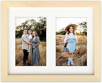 AVEAX 8x10 (20x25 cm) Photo Frame Display Double 4x6 Frames Multiple Photos, Wood Grain