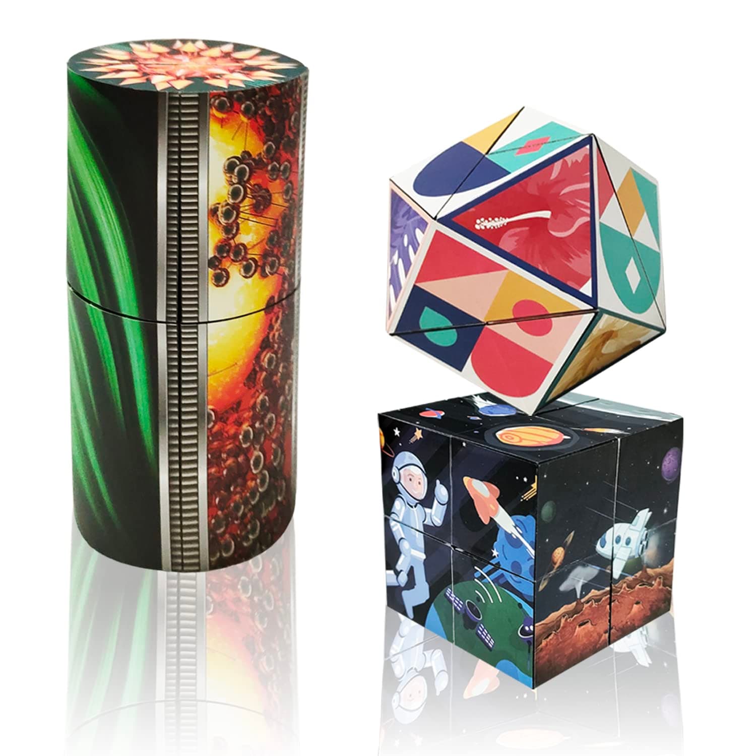 3D Flips Magic Cube Set, 3 Pack Infinity Cube Fidget Toys, Transforms Puzzle Cubes for Stress Anxiety Relief and Kill Time, Nice Gifts for Kids and Adults