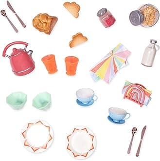 Glitter Girls Dolls – 14-inch Doll Breakfast Set – Play Food, Tea Kettle, & Table Setting Accessories – Toys for Kids Ages 3 and Up