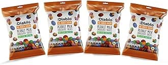 Diablo Milk Chocolate Peanuts - No Added Sugar, Sweetened with Stevia - Individually Packed Bags, Chocolate Covered Nuts Hamper Basket Available for Gifting - Peanut Milk Chocolates - 40 g Pack of 4