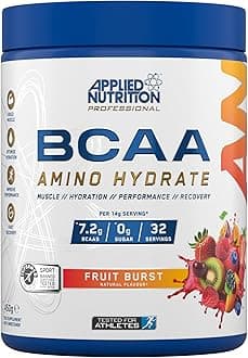 BCAA Powder Branched Chain Amino Acids Supplement with Vitamin B6, Replenish Electrolytes, Amino Hydrate Intra Workout and Recovery Powdered Energy Drink 450g (Fruit Burst)