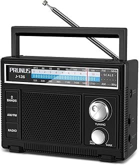 J-136 Portable AM FM Radio with Best Reception,D Battery Operated or Plug in Wall, Transistor Radio,Loud Speaker Support AUX in and Micphone in, Small Radios Portable AM FM, No