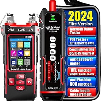 NF-859GT Network Cable Tester with Optical Power Meter10mw VFL,for RJ45 RJ11 CAT5 CAT6 POE/Phone Lines CAT3LAN Tone Probe Kit NCV&Ethernet Wire Tracer Fiber TesterNetwork Tools