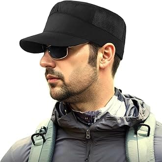 Quick Dry Military Hats for Men - Army Cadet Patrol Cap Short Brim Flat Top Hat Summer Breathable Adjustable