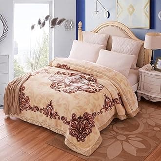 LGYKUMEG 9 lbs Heavy Korean Mink Blanket King Size, Silky Soft and Warm, 2 Ply Reversible Raschel Bed Blanket, 79×91“