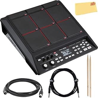 SPD-SX Sampling Percussion Pad Bundle With Drumsticks, MIDI Cable, Instrument Cable, and Austin Bazaar Polishing Cloth