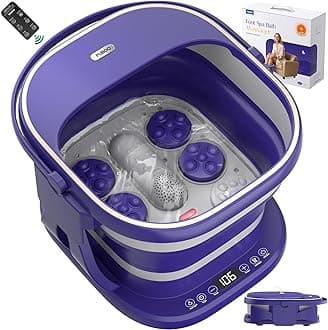 Puboo Collapsible Foot Spa Bath Massager with Heat, 95-115°F Precise Temp Control, Motorized Massage Rollers, Heated Foot Bath Soak Tub, Fits US Men’s Size 11