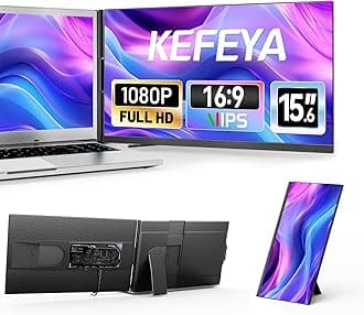 KEFEYA Laptop Screen Extender, 15.6" FHD 1080P IPS Portable Monitor for Laptop, Plug and Play Dual Monitor Extender for 13"-17.3" Laptops, Compatible with MAC, Windows, Android, Linux, Chrome