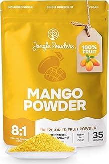 Jungle Powders Freeze Dried Mango Powder 5 Ounce Bag Dehydrated Mango Extract For Baking No Sugar Added Dry Mango Powder Additive Free Mangoes Whole Fruit Dried Mango Juice for Smoothies & Flavoring