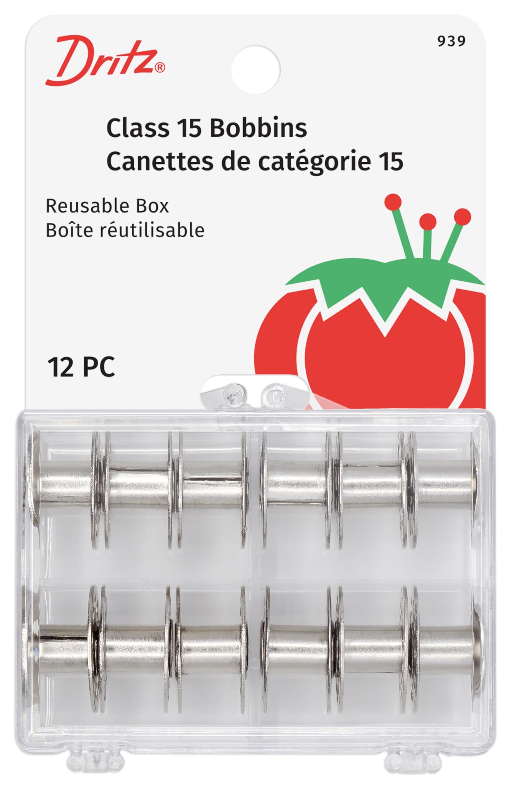 Dritz Metal Class 15 Bobbins-12/Pkg, Other, Multicoloured, 4.54 x 9.62 x 13.43 cm