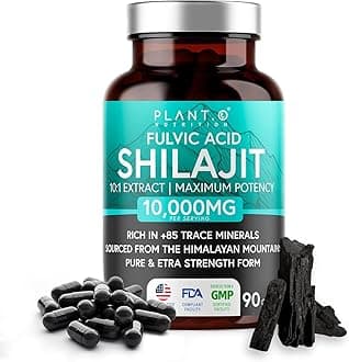 Pure Himalayan Shilajit Capsules - 10,000mg Maximum Potency | Fulvic Acid + 85 Trace Minerals | Energy Boost, Immune Support, Cognitive Function | 90 Veggie Pills for Men & Women
