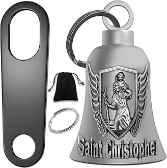 Biker Guardian Luck Riding Bell Motorcycle Gremlin Bells with 2 Key Chain Ring Accessories, Motorcycle Bell Hanger