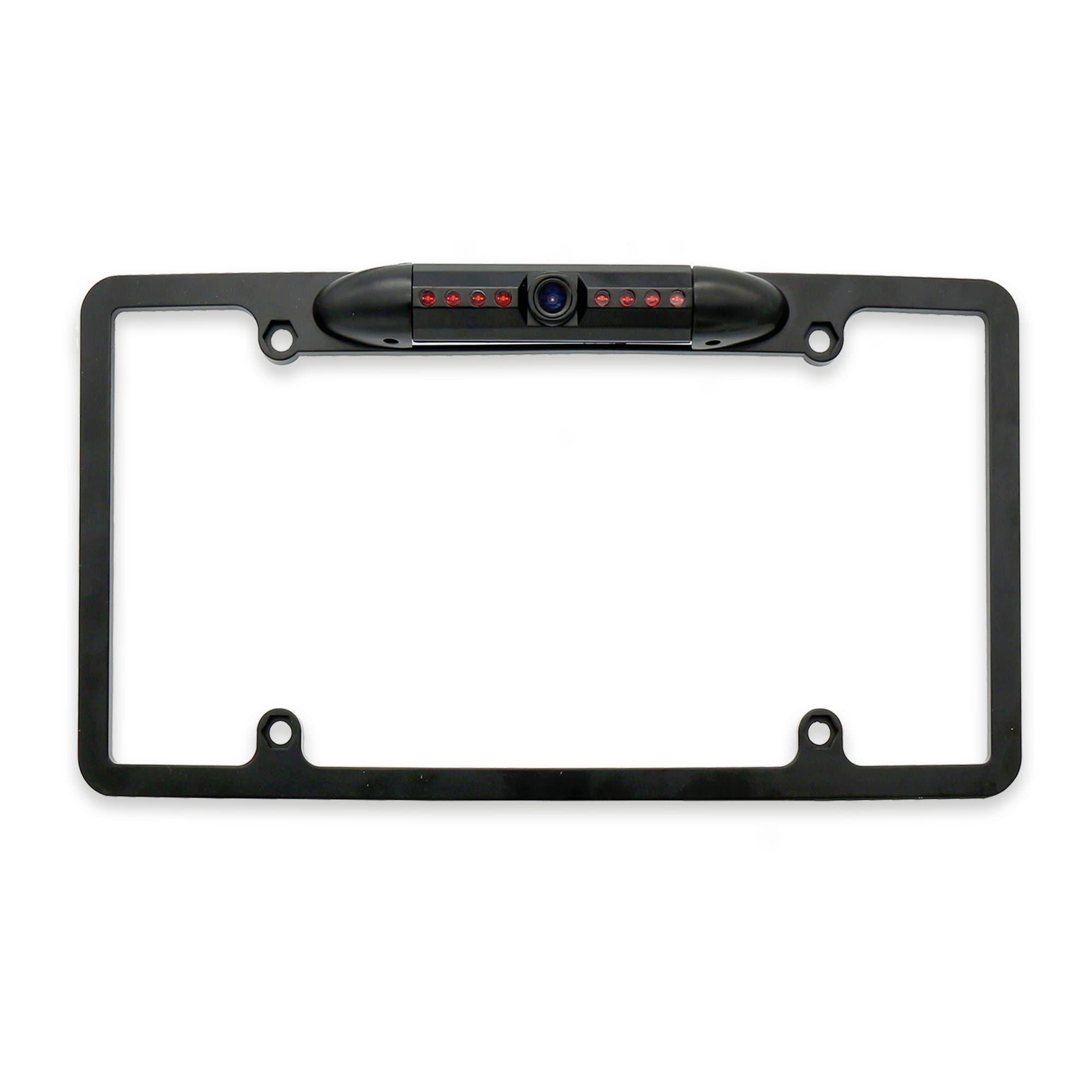 Master Tailgaters Full License Plate Frame Backup or Front Camera | 8 IR LED Night Vision | IP68 Waterproof | 170° Wide Angle Camera | Metal Construction | Parking Grid Lines Available | Universal Fit