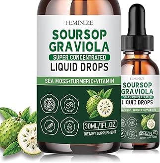NutrivelySoursop Graviola Liquid Drop for Cell Support & Regeneration, Immune System and Gut Health Support, Pure Soursop Bitters Liquid, High Absorption, Sugar/Gluten Free, Natural Flavor,（1）