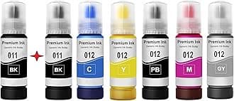 CANOFF 011 & 012 Refill Ink Bottle Compatible with Epson Model L8180 and L8160 Printer (C/M/Y/2BK/PB/GY 70ml Ink)