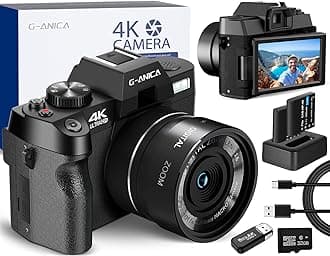 Anica Digital Cameras for Photography, 48MP&4K Video/Vlogging Camera for YouTube with WiFi, 60FPS Autofocus Travel Camera