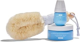 BushbalmIngrown Razor Bumps 3 Step Routine - Ingrown Hair Oil (30 ml), Exfoliating Scrub (236 ml), and Nordic Dry Brush - Nude Scent