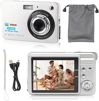 4K Digital Camera, 48MP HD 8X Zoom Autofocus Anti Shake Camera with 2.7 Inch TFT Screen, Compact Camera for Travel Photography Silver