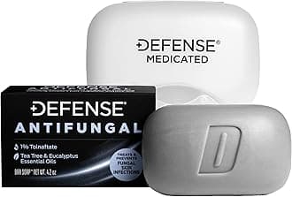 Defense Soap Antifungal Medicated Bar | Intensive Fungus Treatment for Athlete's Foot, Ringworm, Jock Itch and Skin Fungal Infections (One Bar with Snap-Tight Case)