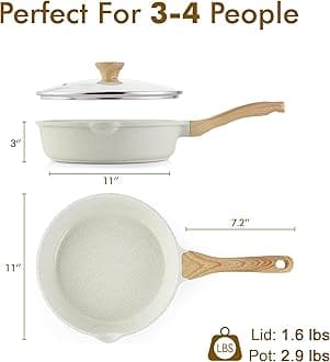 SENSARTE Nonstick Ceramic Sauté Pan 11-Inch/4.3QT, Non-toxic Deep Frying Pan Skillet with Lid, Healthy Jumbo Cooker, Stay Cool Handle, Induction Compatible, PFOA & PFAS Free