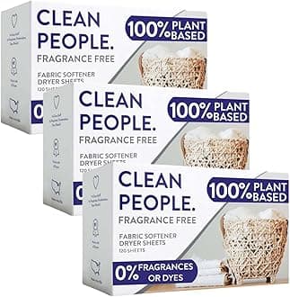 The Clean People Fabric Softener Sheets - Dryer Sheets - Softens & Removes Static Cling - Vegan Laundry Softener, Essential Oils (360 Count, Fragrance Free)