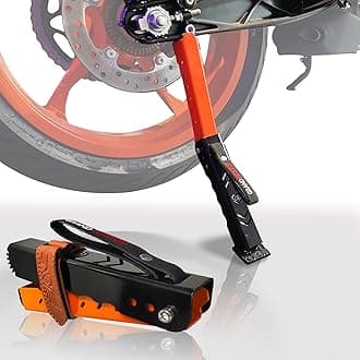 Grand Pitstop Moto Jack for Bike Adjustable, Chain Cleaning and Lubrication, Puncture Check for Double Sided swingarm (Black + Orange, Motorcycle Weight Upto 180 kg)