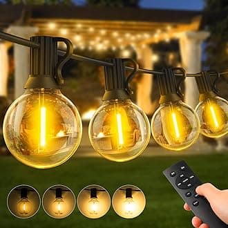 20M/65Ft Outdoor String Lights Mains Powered, LED Garden Lights, Waterproof Festoon Lights Outdoor, Warm White Outside Lights for Garden, Yard, Wedding, Terrace, Party, Patio