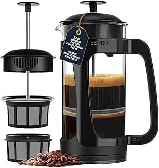 Espro P3 945 ml Double Micro-Filtered Coffee French Press - Glass and Black Plastic, Regular