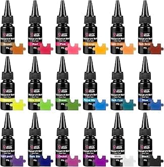 LET'S RESIN UV Resin,18 Dark Colored UV Resin, Odorless & Low Shrinkage UV Color Resin with Vibrant Colors, Black and White UV Resin Kit for Crafts, Jewelry Making, Colored Resin Casting and Coating