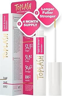 TOPLASH Eyelash Growth Serum - Innovative Eyelash and Eyebrow Growth Serum for Longer, Thicker, Fuller Brows & Lash Boost - Natural, Cruelty-Free & Hypoallergenic - 0.10 fl.oz.