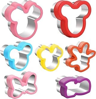 Multicolor 7-Piece Cookie Cutter Set - Head, Bow, Shoes, Gloves Shapes - Stainless Steel, Dishwasher Safe
