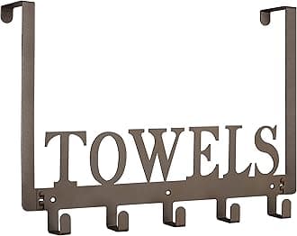 KuhomeTowel Hooks for Bathroom Over the Door Hooks Wall Mount Rack Holder, Heavy Duty Robe Hooks Hanger for Metal Sandblasted Organizer for Towel Clothes Bag Robe(Coffee)