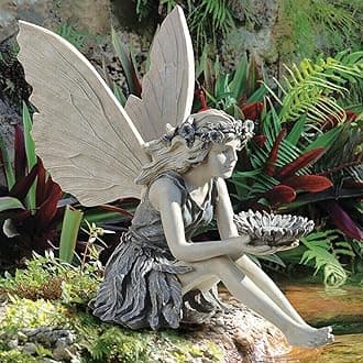 Outdoor Garden Fairy Statue Ornaments, Angel Sculpture Realistic Figurine Decor, Antique Resin Craft Home Table Decorations Lawn Yard Art Porch Patio Housewarming Garden