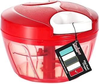 CambomManual Food Chopper Vegetable Cutter, Hand String Vegetable Chopper Onions Cutter for Vegetable Fruits Nuts BPA Free Food Safe Material, 550ml Red