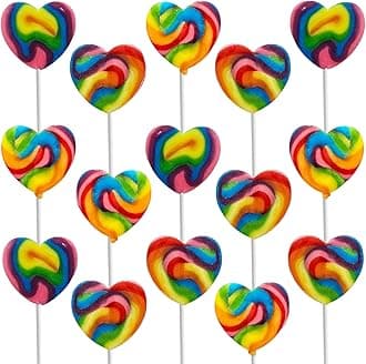 Swirl Lollipop Heart Design, Party Bag Fillers, Individually Wrapped (12-Pack, Multicolor Heart Lollipops)